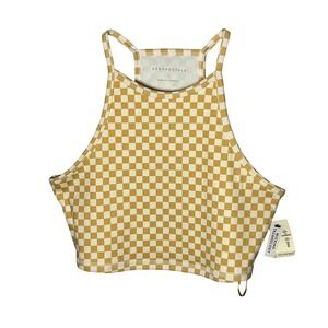 Checkerboard Halter Crop Top Fitted Stretchy Fall Harvest Spring Coastal Cowgirl